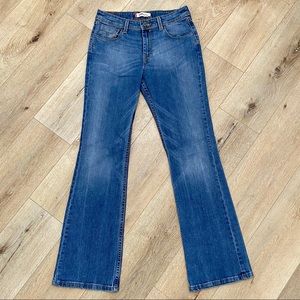 Levi’s 629 distressed mid rise bootcut jeans